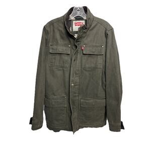 Levi's Men Cotton Twill Utility Zip Front Jacket Size Small Lined Canvas Aztec